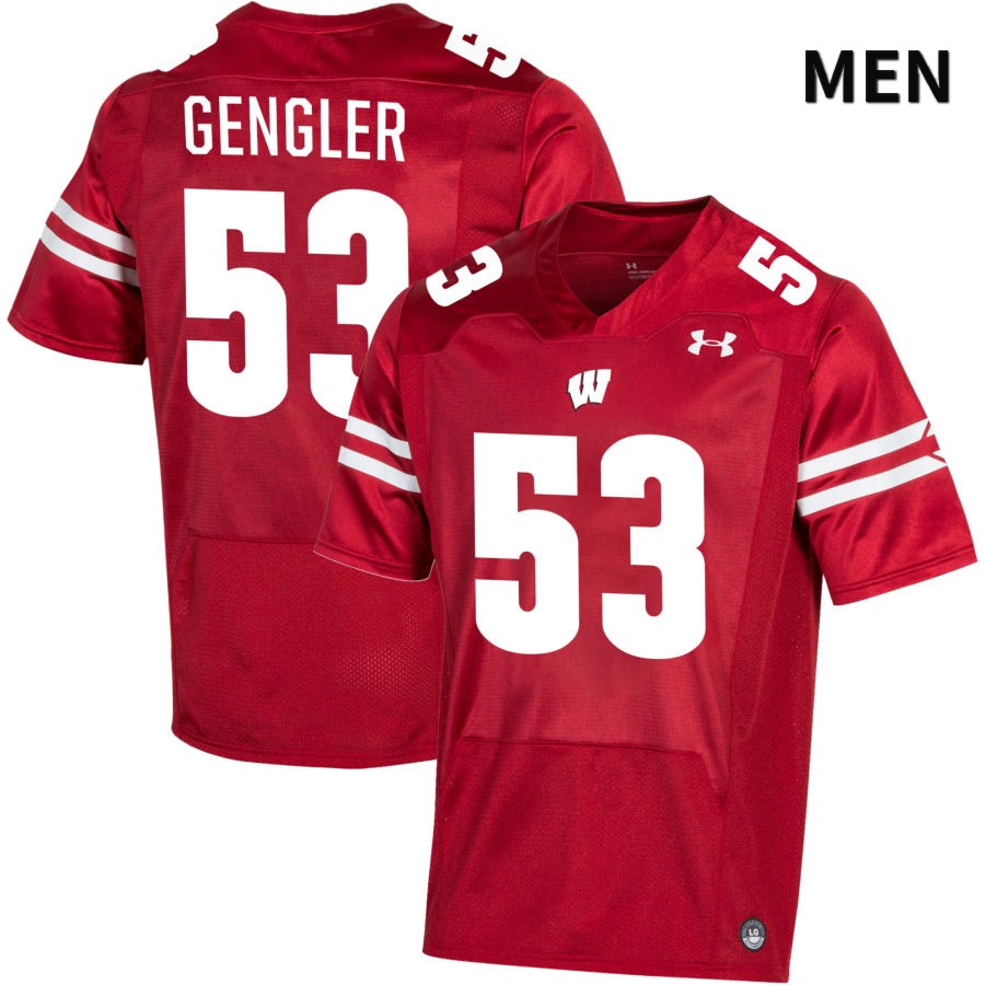 Wisconsin Badgers Men's #53 Ross Gengler NCAA Under Armour Authentic Red NIL 2022 College Stitched Football Jersey UR40Z51IV